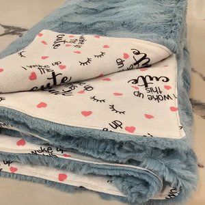 Blue and white Baby Blanket 36" x 36"